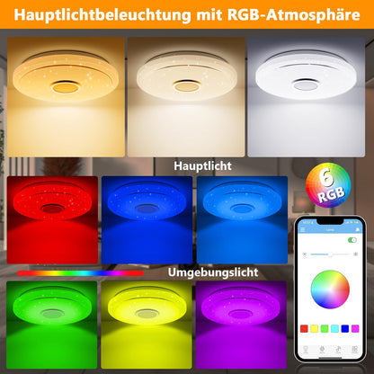 TOPPLEE LED Deckenleuchte dimmbar RGB Sternenhimmel mit Fernbedienung