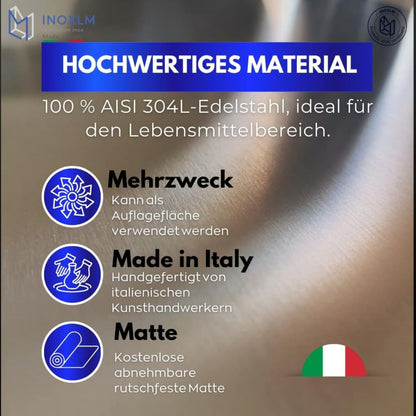INOXLM Schneidebrett aus Edelstahl AISI 304 mit rutschfester Matte