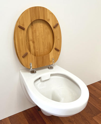 ADOB WC-Sitz Bambus dunkel – Klobrille mit Edelstahl-Scharnieren