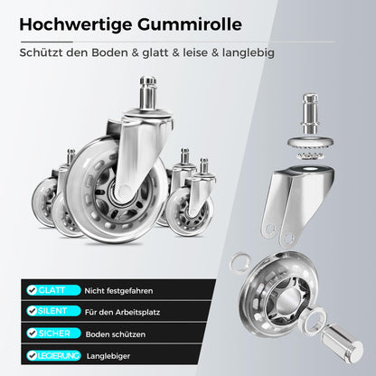 BEWISHOME Rollhocker EBYD01B – Verstell- & Drehbar, 200kg, Schwarz