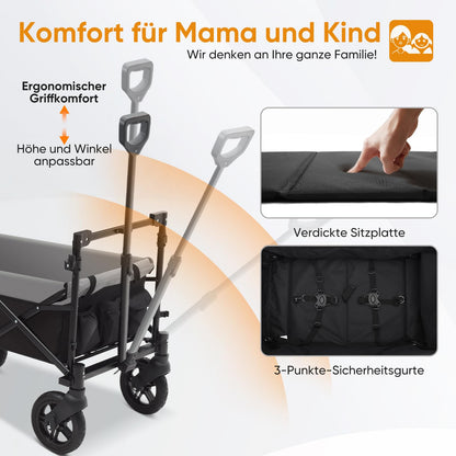 Sekey Bollerwagen Faltbar SS5050 mit Dach - Grau/Schwarz