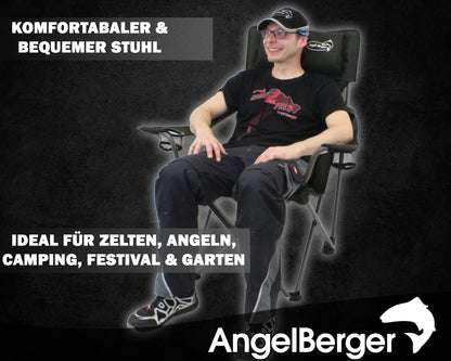 Angel-Berger Luxus Faltstuhl mit Getränkehaltern und Armlehnen, Grün