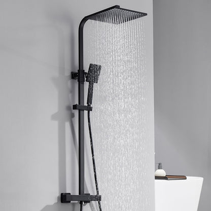 Auralum Regendusche System Thermostat Schwarz Quadrat 25x25cm: Schwarz, quadratisches Duschsystem; reguliert Wassertemp.