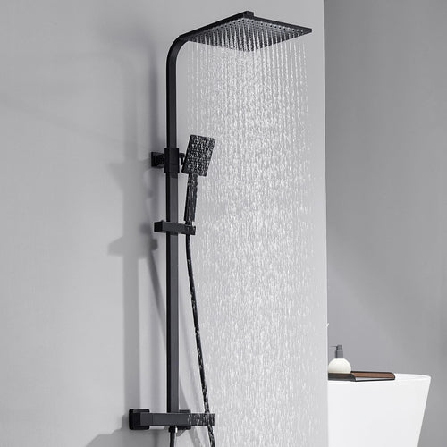 Auralum Regendusche System Thermostat Schwarz Quadrat 25x25cm