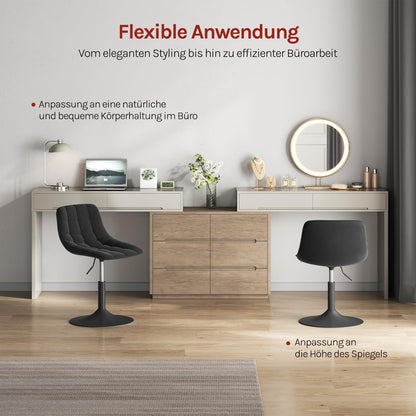 WOLTU Schminkhocker mit Rückenlehne, Samt, höhenverstellbar, schwarz