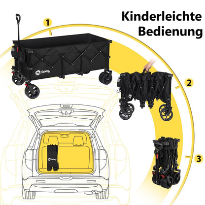 Sekey XXXL-Super 4013 Bollerwagen faltbar - breite Reifen, Schwarz