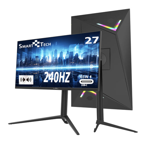 Smart Tech 27 Zoll Gaming Monitor 240Hz 1ms - schwarz. Rechteckiger Bildschirm in Schwarz. Entwickelt für flüssiges, reaktionsschnelles Gaming.