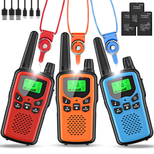 Rabigala Walkie Talkie 3er Set Kinder aufladbar, 5 km Reichweite