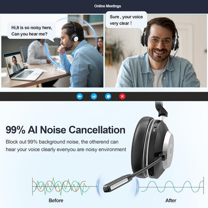 Wantek 882BT Bluetooth Headset mit Mikrofon und Ladestation