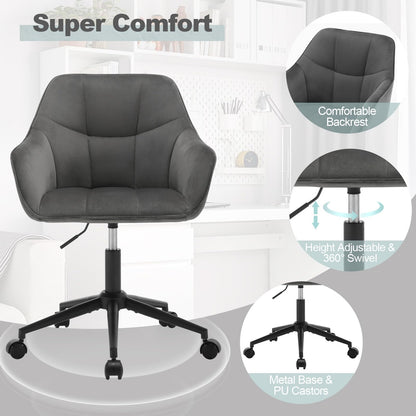 WOLTU BS145dgr Homeoffice Drehstuhl - Samt Dunkelgrau/Schwarz