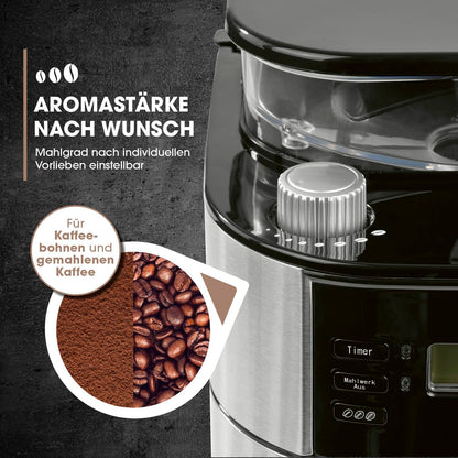 Premium Barista Filterkaffeemaschine Mahlwerk Thermokanne - Edelstahl