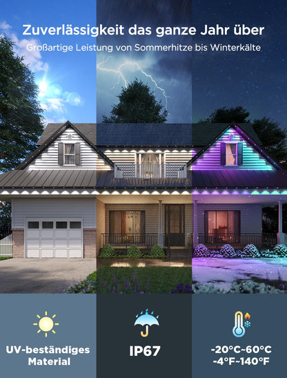 Govee Permanent Outdoor Lights 2 RGBIC Lichterkette - 30m Weiss