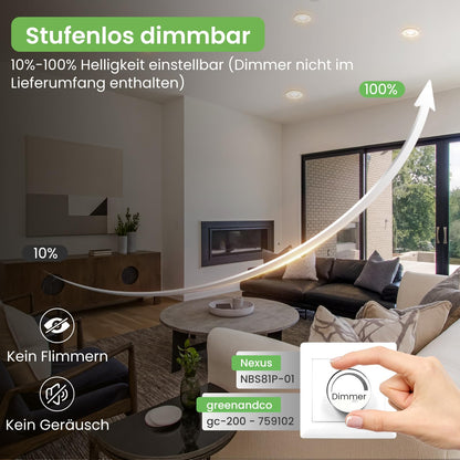 ALUSSO LED Modul 6W 540lm dimmbar, 3 Farbtemperaturen, IP44, 6er-Set