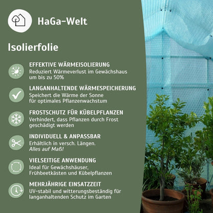 HaGa Isolierfolie Gewächshaus Winterschutz – Noppenfolie 1.5m x 20m