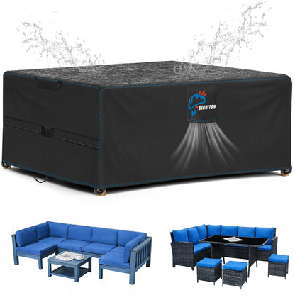 SIRUITON Gartenmöbel-Abdeckung wasserdicht schwarz 250x250x90 cm – rechteckige Schutzhülle aus 420D Oxford-Gewebe