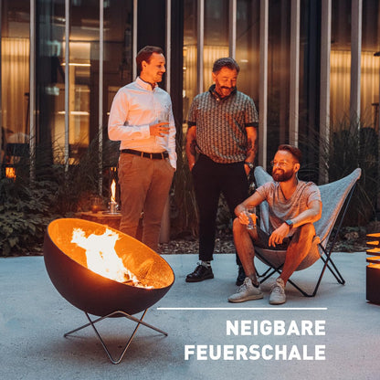 höfats Bowl 70 Feuerschale mit Edelstahl Dreibein - Schwarz Ø 70 cm
