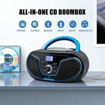LONPOO LP-D02 CD-Player Boombox mit Bluetooth, UKW-Radio und USB