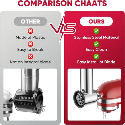 COFUN Gemüseschneider Set Aufsatz für KitchenAid - Edelstahl