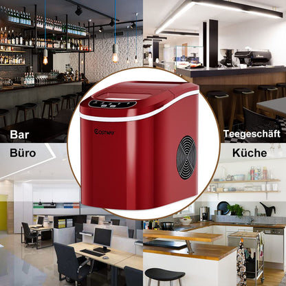 COSTWAY Eiswürfelmaschine | Eiswürfelbereiter – rot