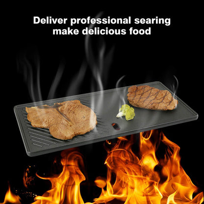 GFTIME Grillrost und Grillplatte aus Gusseisen, 43 x 62,5 cm
