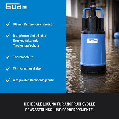 Güde Drucktauchpumpe GDT 1200 (1200 W, 6000 l/h, 40 m Förderhöhe)