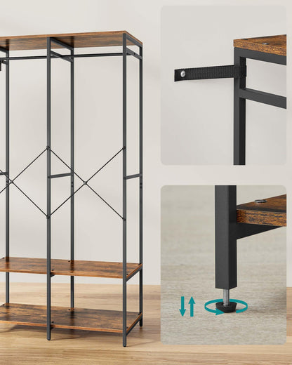 SONGMICS RGR004B01 Offener Kleiderschrank – Vintagebraun