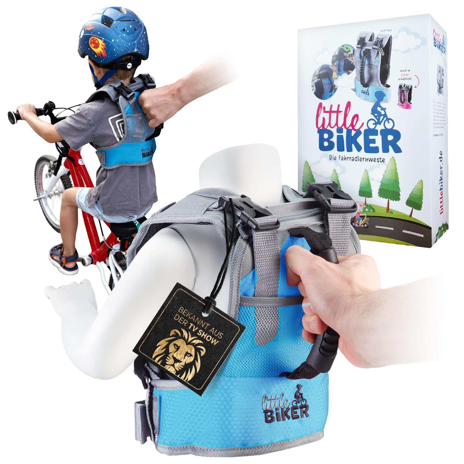 Little Biker Fahrradlernweste für Kinder mit Haltegriff, verstellbare Passform und kindgerechte Schnallen