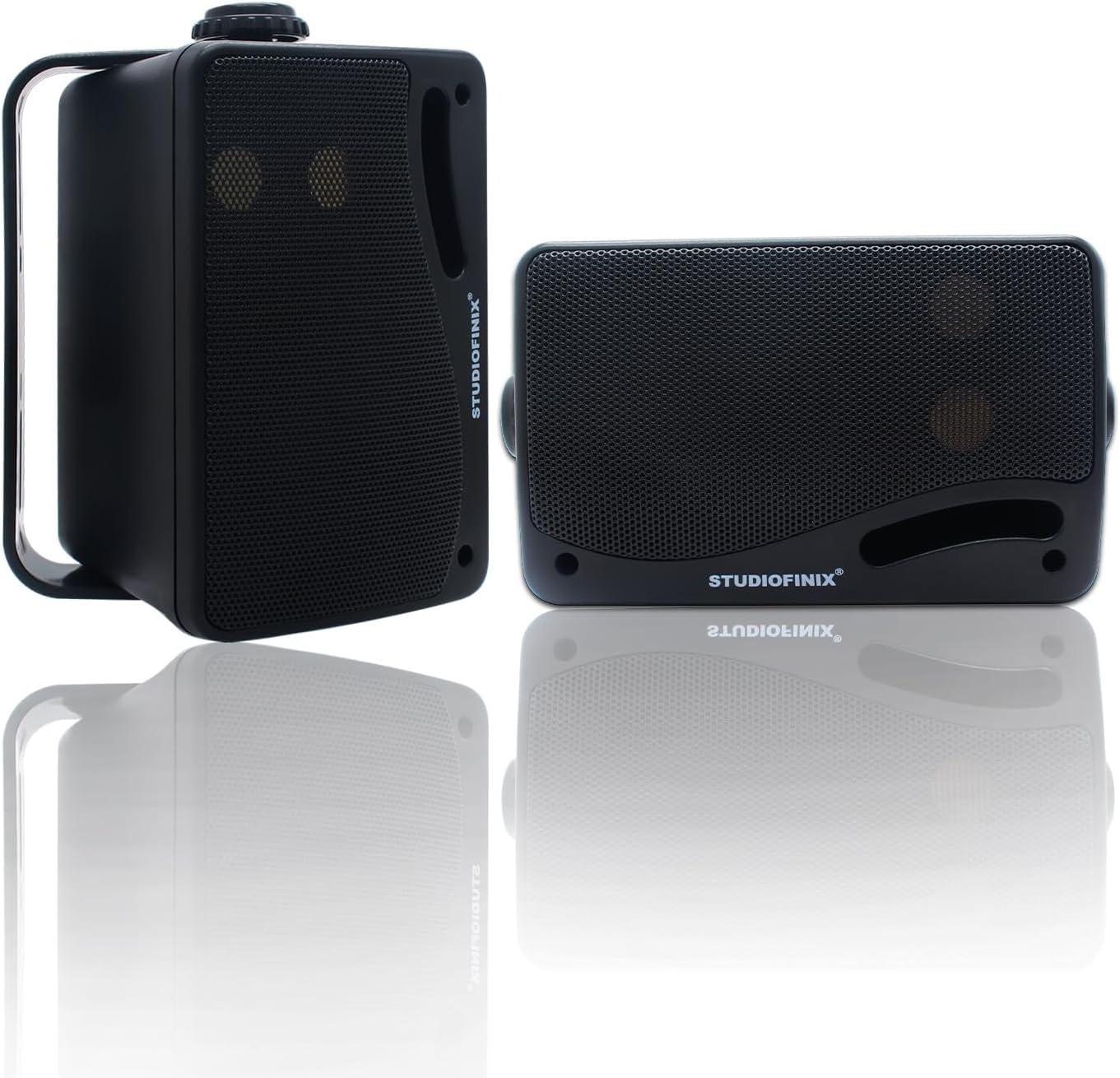 STUDIOFINIX STU-301B Outdoor-Lautsprecher wasserdicht, 3-Wege, 200 W, schwarz, ABS-Gehäuse mit Wandhalterung