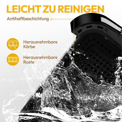 LLIVEKIT Heissluftfritteuse 9L Doppelkammer Airfryer mit Sichtfenster