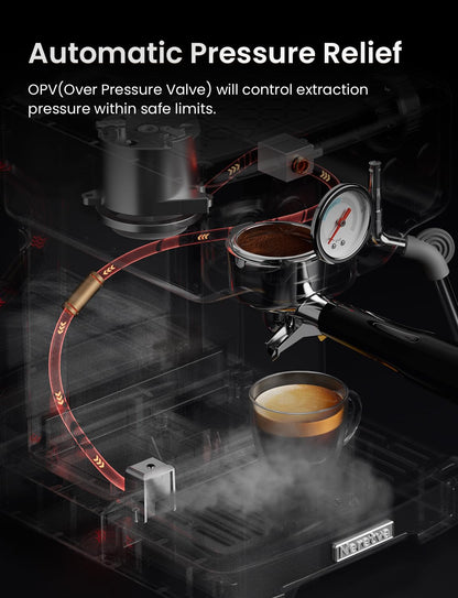 Neretva Siebträgermaschine 15 Bar – Espressomaschine Druckanzeige