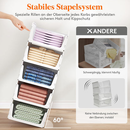 Lifewit Aufbewahrungsbox 8er-Set, stapelbar, ausziehbar, 42 cm tief