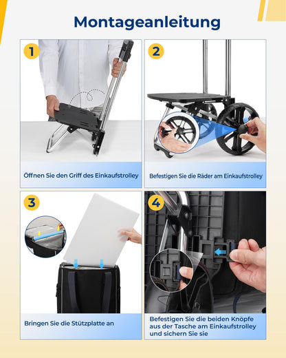 Ytonet Einkaufstrolley klappbar mit Kühlfach, 3-in-1, 55 L, schwarz