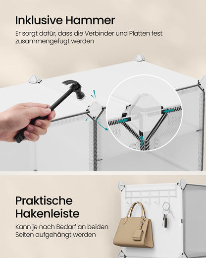 SONGMICS Schuhregal LPC035W01 mit 10 Fächern, wolkenweiss-transparent