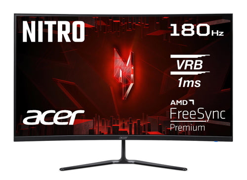 Acer Nitro ED320QR S3 Gaming Monitor 31.5 Zoll Curved Schwarz. Ein schwarzer, gekrümmter Monitor für immersives Spielerlebnis.