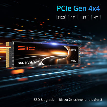 SIX X7400 pro NVMe M.2 SSD 512GB PCIe 4.0 mit Heatsink für PS5