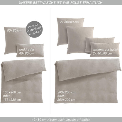 Pure Label Musselin Bettwäsche, 4-teilig, 155x220 cm, Taupe