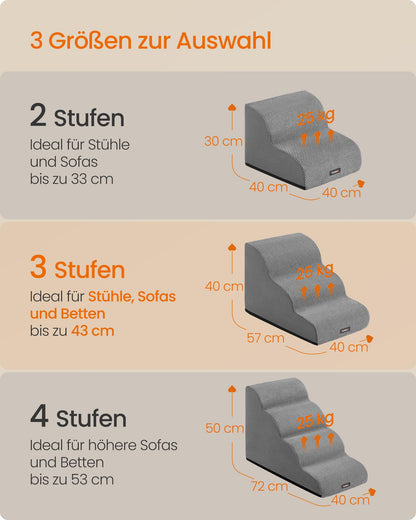 Feandrea Hundetreppe 3 Stufen aus Waffelcord, Taubengrau