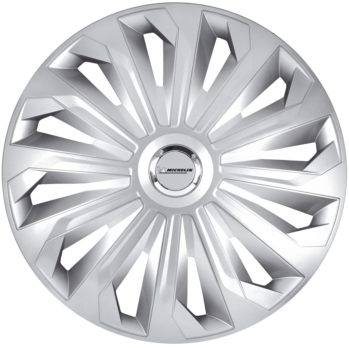 Michelin Radkappen MX-MS 15 Zoll Silber mit Chromring, 4er Set aus ABS-Kunststoff für Stahlfelgen