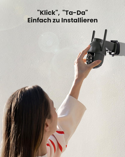 ieGeek 2K Überwachungskamera Aussen Solar, PTZ mit Akku, IP65