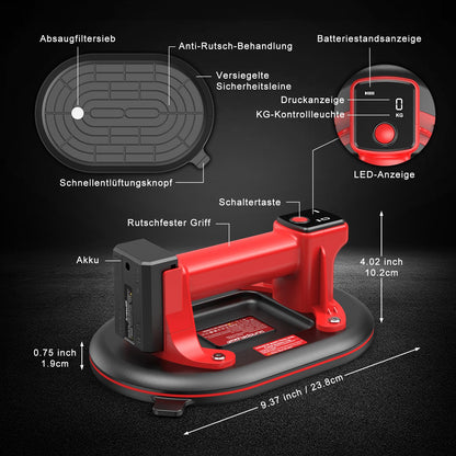 SundpeyPRO Akku Saugheber 2er-Set, elektrischer Glassauger, 300 kg