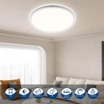 ONDTA Ultra Dünne LED Deckenleuchte Dimmbar – Ø57 cm Weiss Rund