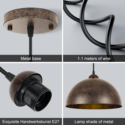 FRIDEKO HOME Pendelleuchte 2er-Set Vintage Metall Hängelampe E27 Rost
