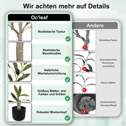 Oc'leaf Olivenbaum Künstlich im Topf Deko – 150cm