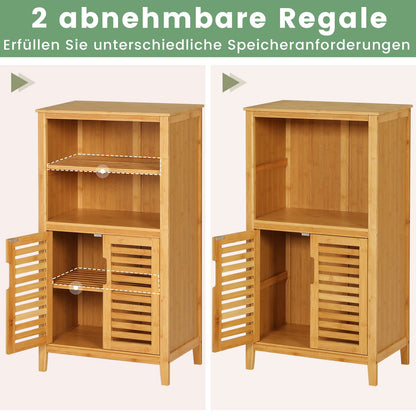 VIAGDO Badschrank Bambus – 2 Lamellentüren Schrank, 50 cm