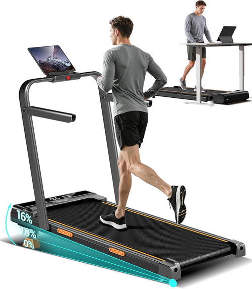 CURSOR Walking Pad 16% Steigung – Laufband für Zuhause. Kompaktes, schwarzes Laufband zum Gehen oder Laufen zu Hause.