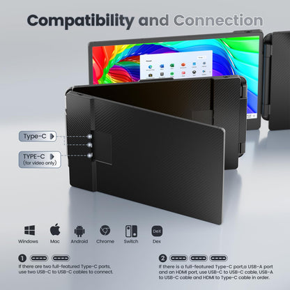 Teamgee Triple Laptop Bildschirm Erweiterung 14" FHD