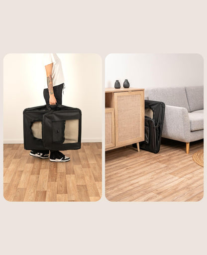 lionto Hundetransportbox faltbar, 82x58x58 cm, schwarz, bis 18 kg