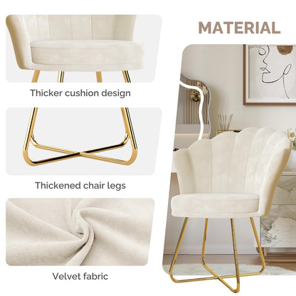 Hawthyhome Samt Polstersessel Esszimmerstuhl - Beige Gold