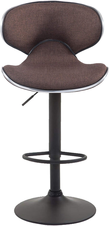CLP Las Vegas V2 Barhocker 2er Set – Braun Stoff, Schwarz Gestell