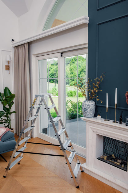 DRABEST Alu Trittleiter beidseitiger Klapptritt - 2x7 Stufen